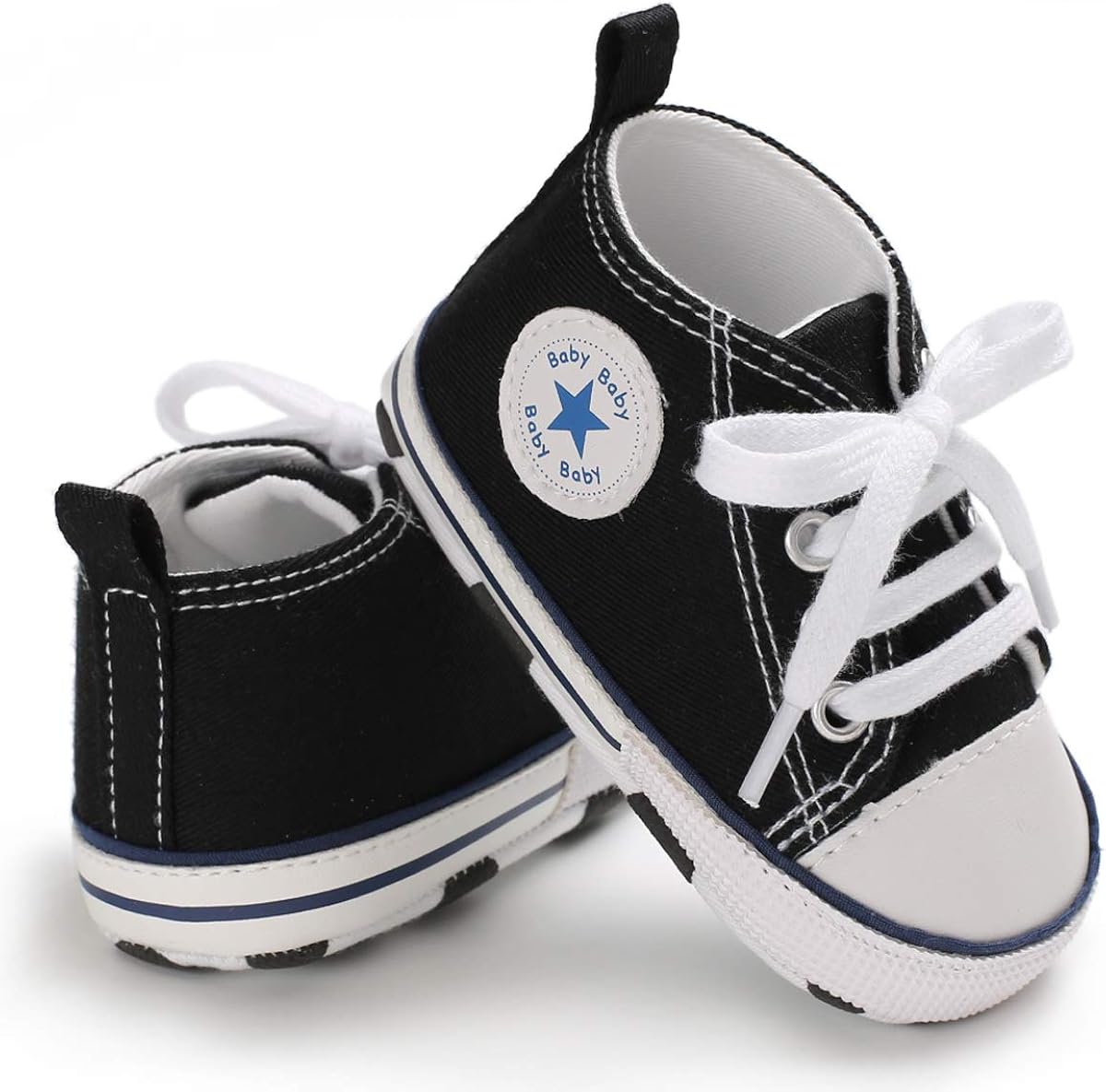  | Tutoo Unisex Baby Boys Girls Star High Top Sneaker Soft Anti-Slip Sole Newborn Infant First Walkers Canvas Denim Shoes | Sneakers