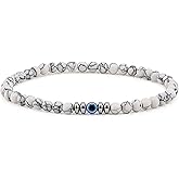Lameybrt Evil Eye Bracelet 4 mm Natural Stretch Adjustable Beaded Bracelets for Men Gifts for Birthday/Anniversary/Christmas