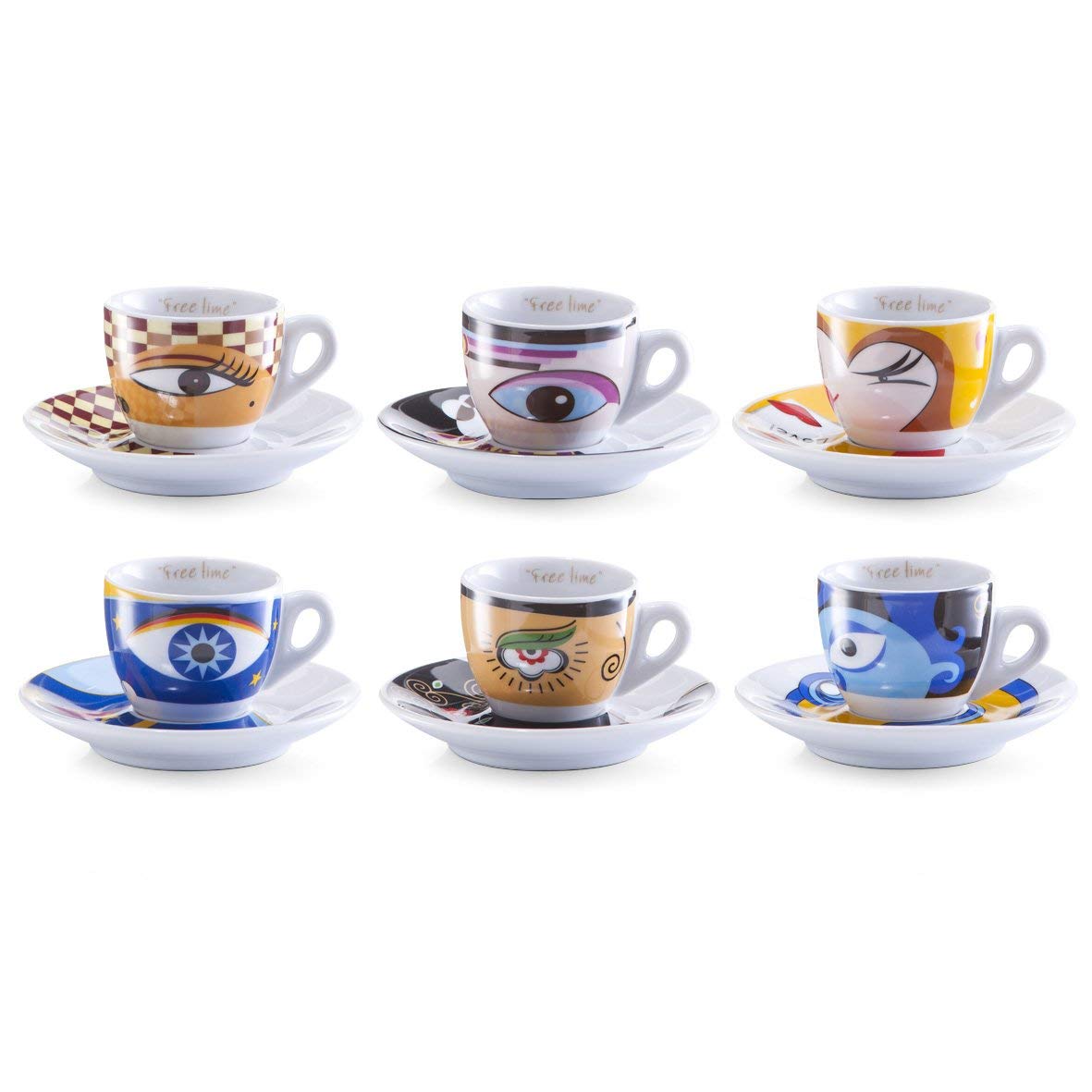 Zeller 26510 12-Piece Espresso Set Magic Eyes Porcelain
