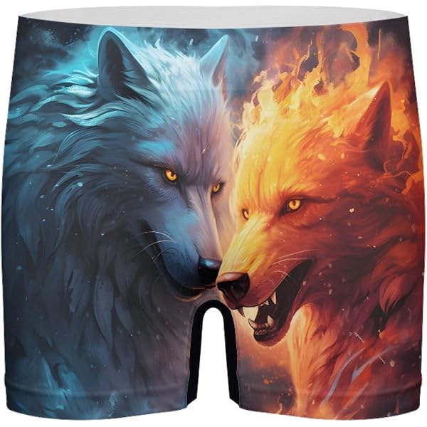 Wolf Leopard Print Underwear With Pouch Size L Men's Novelty Boxer