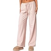 Ugerlov Women's Wide Leg Striped Pants Casual Drawstring Elastic Low Rise Pajama Pants Lounge Wear Trousers