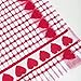 Kitchen Towels , Red Heart, Highly Absorbent, Low Lint, 100% Cotton Dish Towels, High Quality check print. Tea Towels, 19 x 31, Love Gift Towel. 3 Piece, Bleachable Towels from Roseberry Linen
