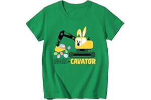 GOENGMO Boys Girls Easter Shirts Bunny Tshirt Short Sleeve Cotton Tee Funny Rabbit Graphic Tshirts 3-12 Years