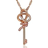 14K vintage gold/silver key pendant necklace, cubic oxygen zirconium