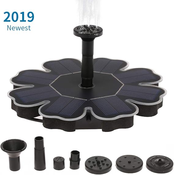 Decdeal Solar Power Pump Upgraded Bird Bath Fountain Pump 1.6W Freestanding Floating Brushless