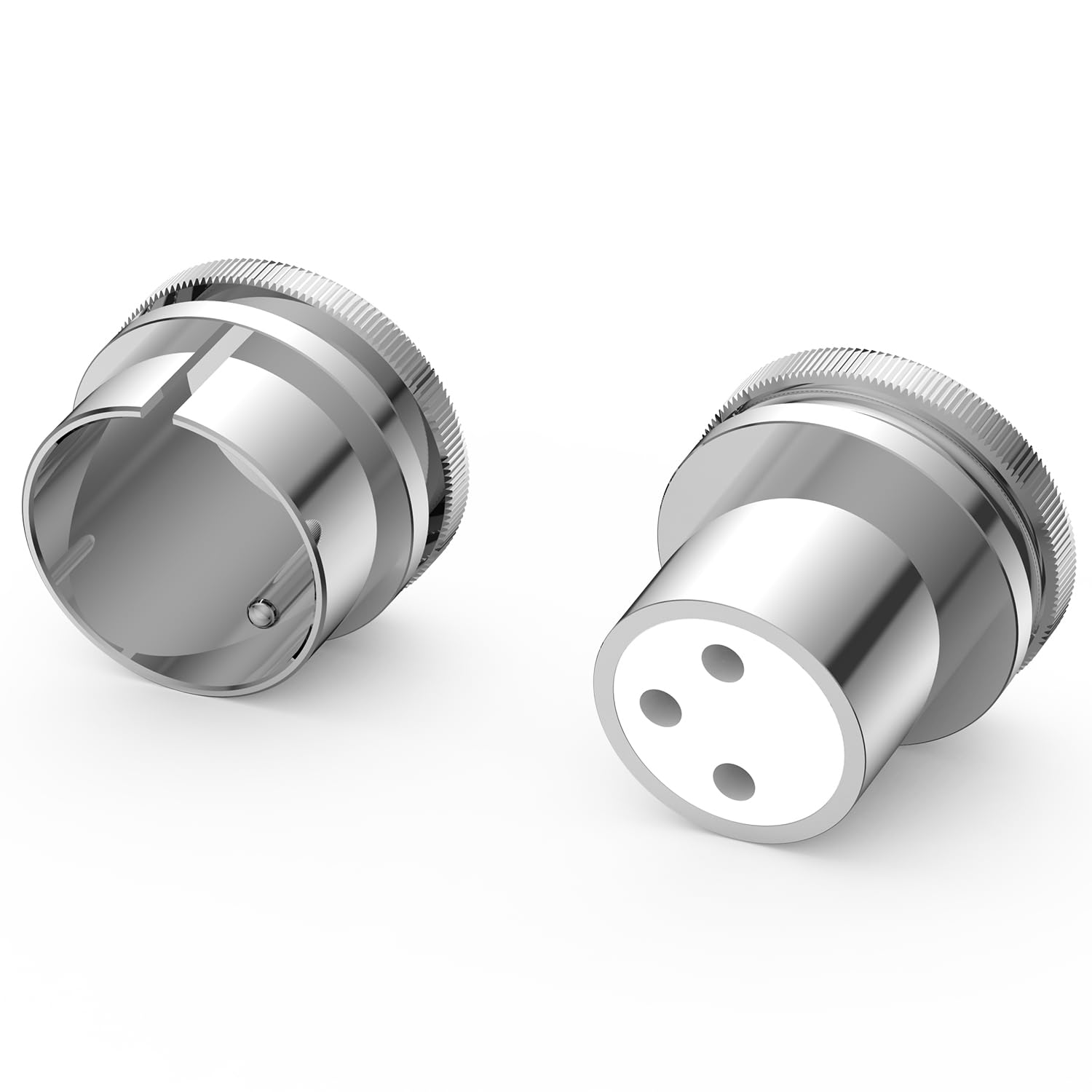 Tertullus 2 Pcs XLR Plug Caps Brass Rhodium Plated Noise Stopper Caps Shielding Caps Dust Proof Protector(XLR Male Plug Caps + XLR Female Plug Caps) — image 1