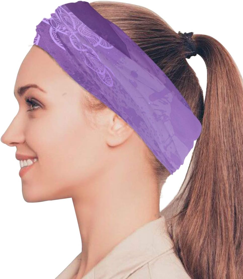 Amazon ヘッドバンド ターバン アイマスク リストバンド アウトドアバンダナ スポーツターバン 吸汗速乾 ヘアバンド 汗止め スポーツタイプマフラー フェイスマスク スポーツ用 曼荼羅 マンダラ ボヘミア サバゲー バイク 紫 むらさき Kasamo ヘッドバンド