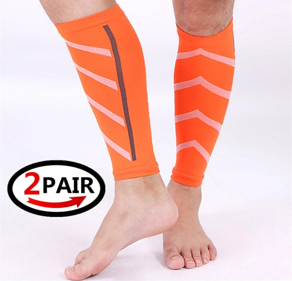 (2 PAIRS)Compression Sleeve - For Shin Splints, Calf Strains, Sports Recovery - Leg Socks For Men and Women - Black - Calf Guard for Running, Marathon, Rugby, Walking, Tennis, Golf, Cycling, Maternity