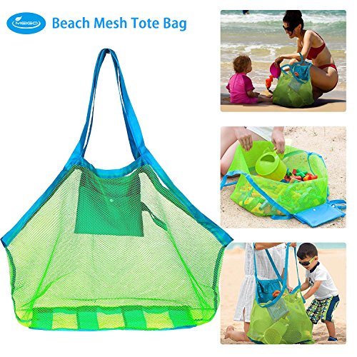 MEIGO Beach Sand Toys - Toddler Outdoor Pool Bath Play Set Soft Plastic Sandbox Toys with Models and Molds Bucket Shovel Rake Mesh Bag for Baby Kids (18pcs)
