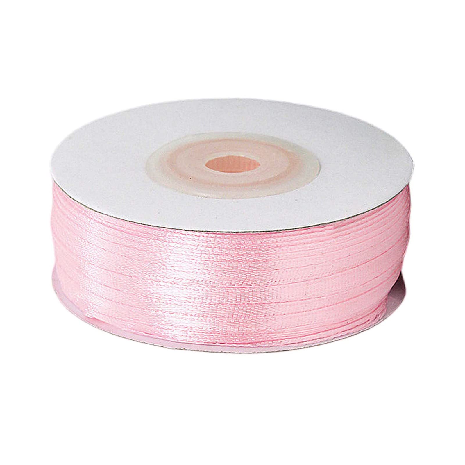POPOYU 91m Thin Pink Ribbon Satin Ribbon 3mm Solid Color Fabric Ribbon Silk Satin Roll,Pink Wrapping Ribbon and Bows for Easter Gift Wrapping DIY Crafts Hair Bows Easter Cake Wedding Balloons