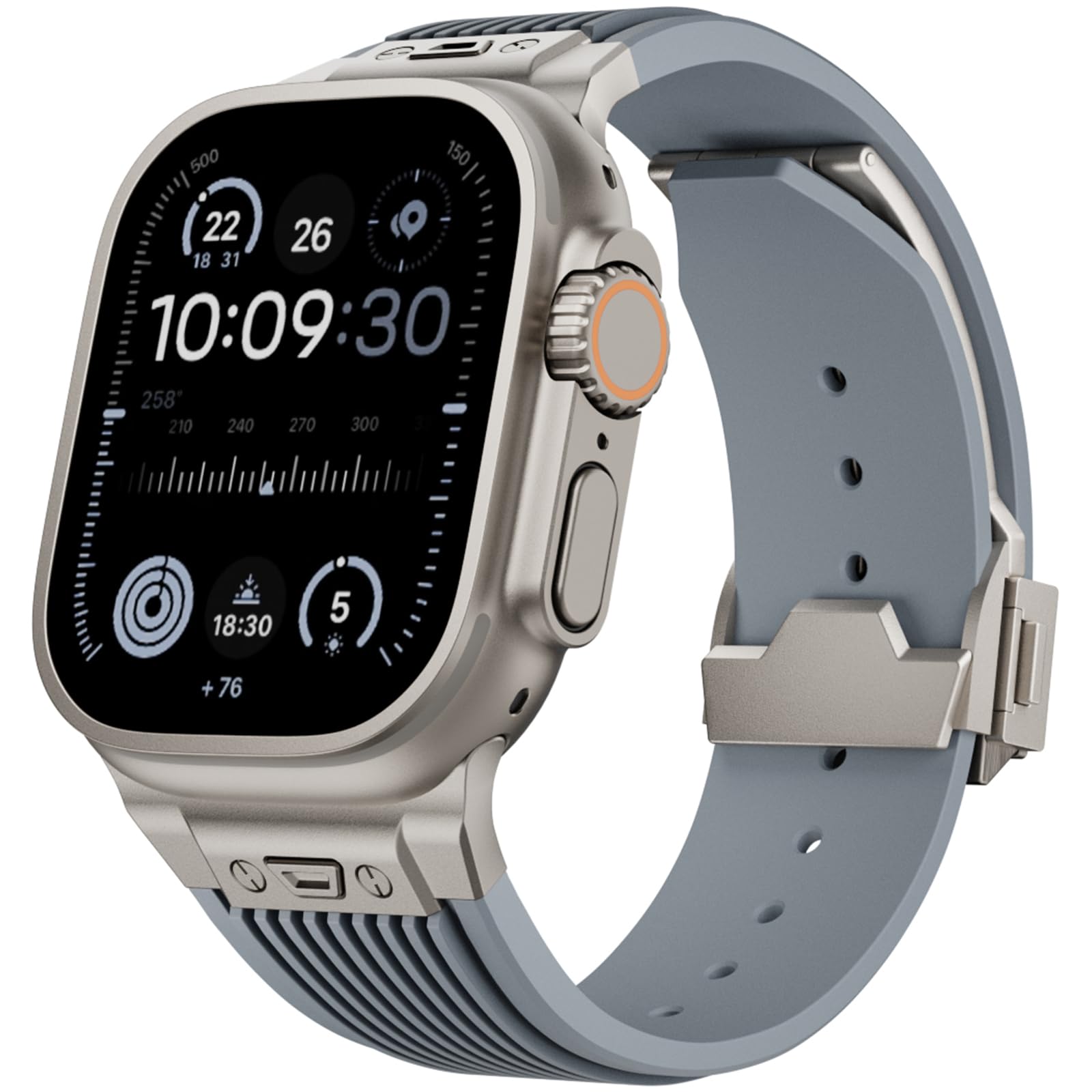 SEURE Strap Designed for Apple Watch Ultra3/2/1 49mm,Series 9/8/7 45mm,Series SE2/6/SE/5/4 44mm,Series 3/2/1 42mm,Soft Silicone Sports Straps Robust Replacement Band with Metal Connector,Grey