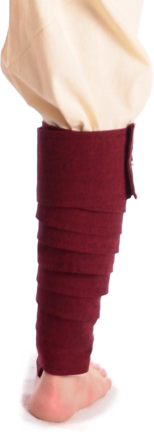 HEMAD Medieval Calf Wrap Set including Brass Fibela - Pair - Solid Cotton - Black - Image 4