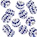 RUBYCA Stripes Czech Crystal Round Disco Ball Clay Beads fit Shamballa Jewelry (20pcs, 10mm, Blue)