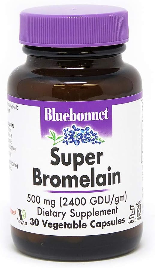 BlueBonnet Super Bromelain Vegetarian Capsules, 500 mg, 30 Count: Health & Personal Care