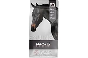 Pink Rose Organix PRO Series Elevate Body Builder Equine Feed, 30lbs - High-Fat Cool Calorie Body Builder for Gut, Brain, Cell & Body Health - Ideal for Hard Keepers - Low NSC & USDA Organic