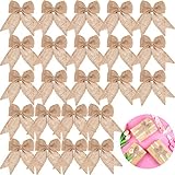 30 Pieces Burlap Bows Burlap Bow Knot Handmade