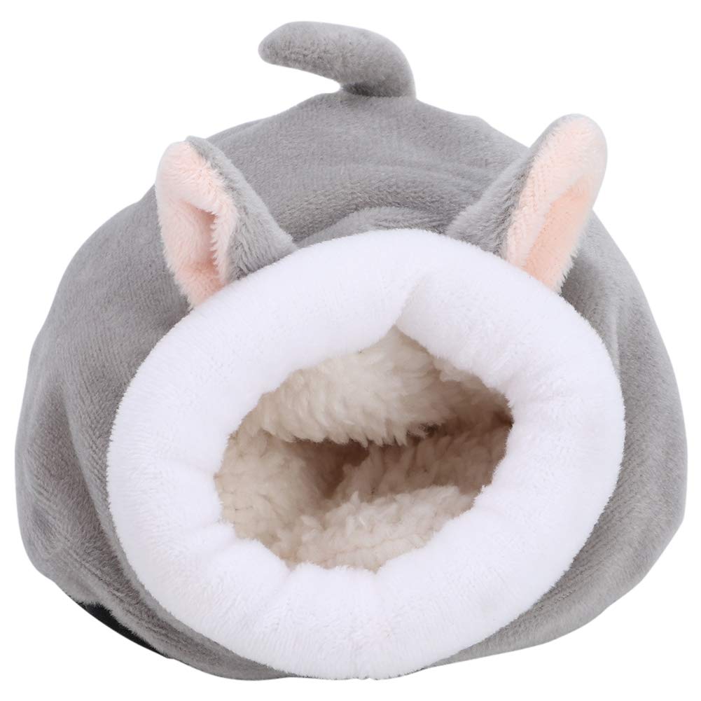 Pssopp Pet Squirrel Sleeping Nest Warm Winter Sleeping Bag for Small Animals Cute Cotton House Cage Toy (Grey)