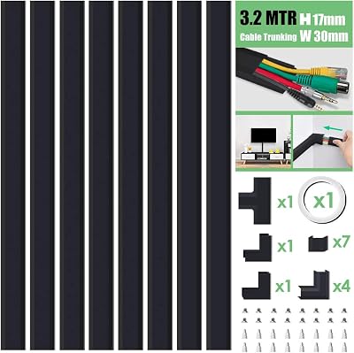 MUDEELA Cable Trunking Kit 8x L400mm Black Cable Concealer