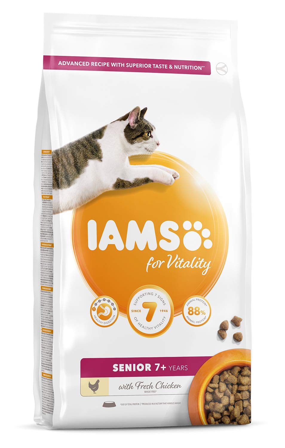 Iams For Vitality Senior Cat Food With Fresh Chicken, 2kg