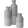 Sullivans Two-Toned Grey Ceramic Vase Set, Farmhouse Decor, Home Decorative Vases for Your Kitchen, Bedroom, Office, Living Room, Bathroom, & Shelf Centerpiece Table Decorations (CM2859)