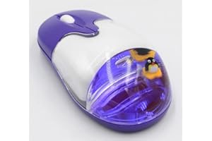 Wireless Aqua Mouse with Penguin Frutiger Aero Design 3D, Purple, USB Plug and Play, Battery Operated