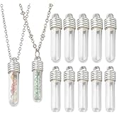 PH PandaHall 12 Sets Glass Vial Pendant with Screw Cap, Hanging Pendant Wish Bottles 1.3 Inch Hollow Glass Bottle Charm with Silver Caps for DIY Earrings Pendants Craft Jewelry Making Christmas Decor