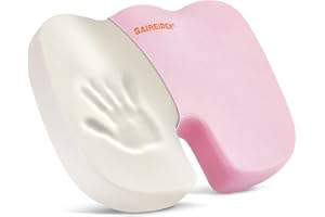 SAIREIDER Office Chair Cushion, Car Seat Cushion, Memory Foam Coccyx Cushion Pads for Tailbone Pain, Sciatica Relief Pillow, Correct Sitting Posture (Pink)