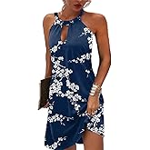 Women Summer Sleeveless Halter Neck Dresses 2026 Casual Floral Print Dress Sun Dresses for Party Beach Vacation