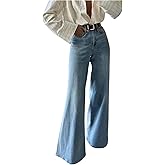 GORGLITTER Women's Wide Leg Jeans High Waisted Stretchy Trendy Denim Pants with Pockets