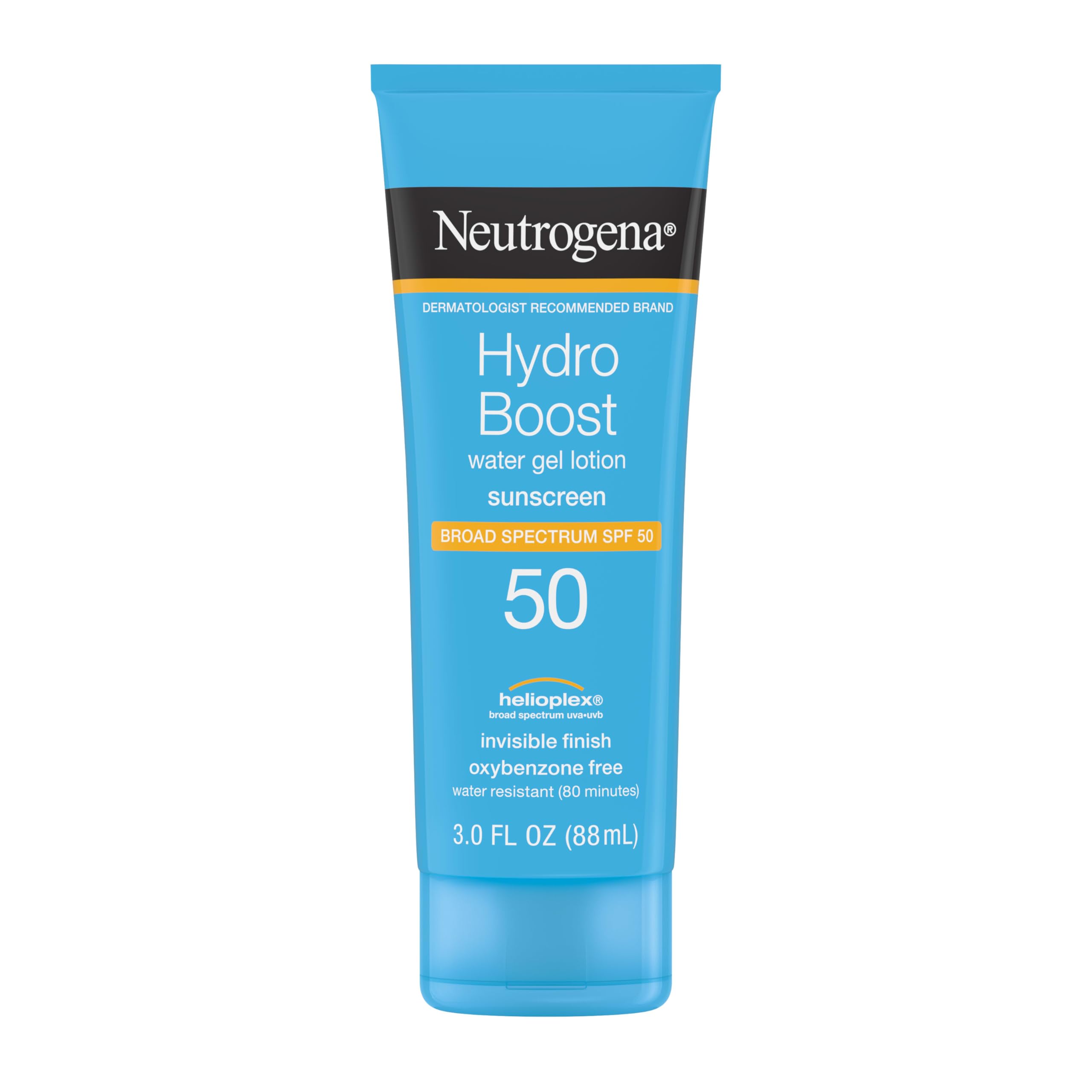 Neutrogena Hydro Boost Moisturizing Water Gel Sunscreen Lotion with Broad Spectrum SPF 50, Water-Resistant & Non-Greasy Hydrating Sunscreen Lotion, Oil-Free, 3 fl. oz, 3 Pack