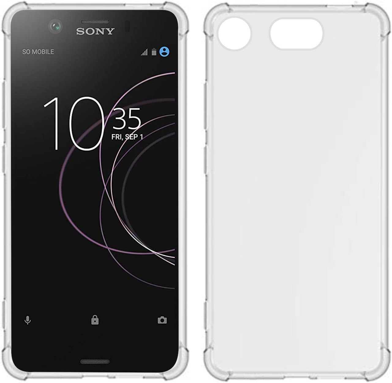 TIYA Case Clear for Sony Xperia XZ1 Compact G8441 TPU Four Corners Cover Transparent Soft