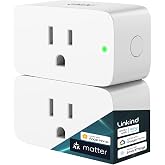 Linkind Matter Smart Plug, Works with Apple Home, Alexa, Siri, Google Home | Smart Outlet Timer &amp; Schedule, Smart Home, 15A/1800W, APP Remote Control, ETL Certified, 2.4G Wi-Fi Only, 2 Pack
