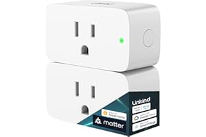 Linkind Matter Smart Plug, Work with Apple Home, Siri, Alexa, Google, SmartThings, Smart Outlet 15A/1800W Max, Smart Home Automation, APP Remote Control,Timer&Schedule, 2.4G Wi-Fi Only, 2 Pack