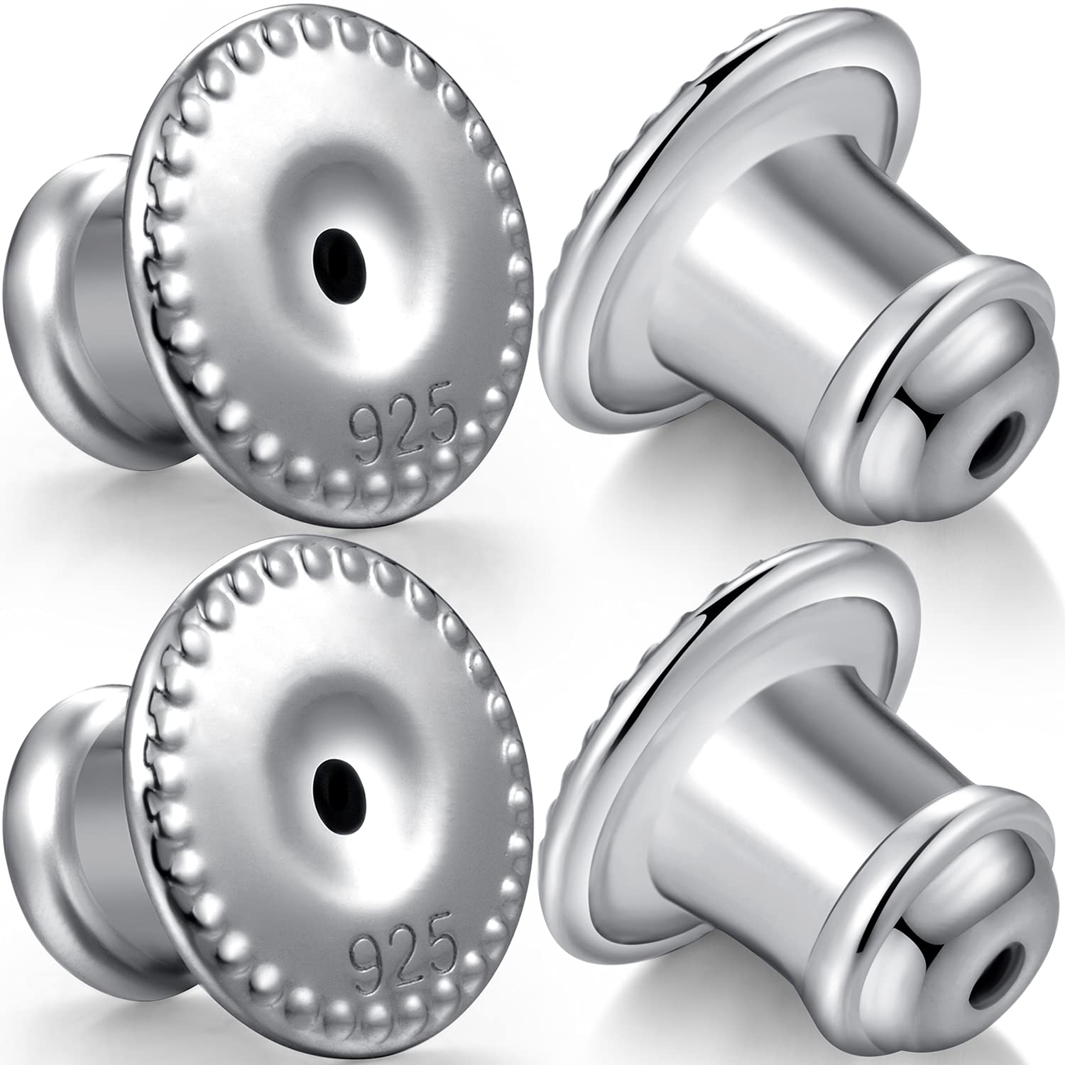 Earring Backs Locking Silver Earring Backs Nickel Free Hypoallergenic Universal Earring Backs Post Earring Backs for Studs Sterling Silver Stud Earring Backs for Women Safety Security Earring Backs