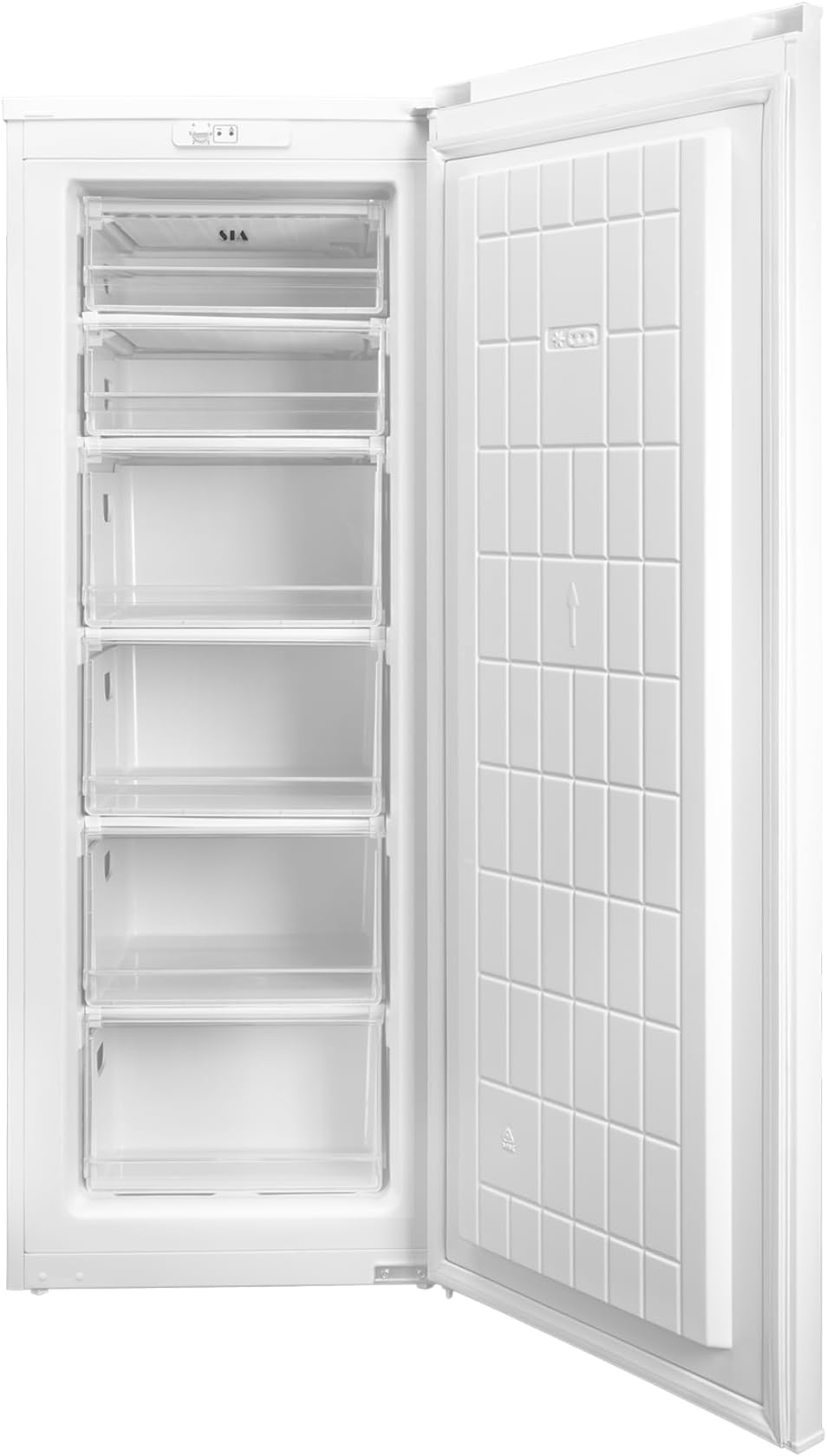SIA SFZ144WH 160L Tall White Freestanding Upright Freezer E Rated 6 Drawers