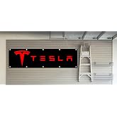 Dimike Tesla Flag Car Black 2x8ft Banner