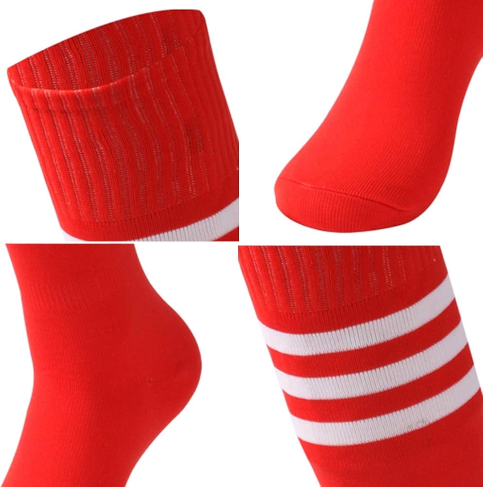 saounisi Adult Long Tube Socks,2 Pairs Knee High Socks Colorful Fashion Stripe Football Soccer School Team Sports Socks Size 9-13 Red/Navy: Clothing