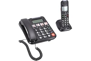 YUEHISY Big Button Phone for Seniors with Cordless Handset | HD Backlit Display, Full Duplex Speakerphone & Loud Volume Contr