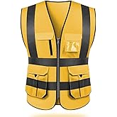 High visibility reflective safety vest multi pockets Hi-vis vest workwear safety waistcoat with reflective strips