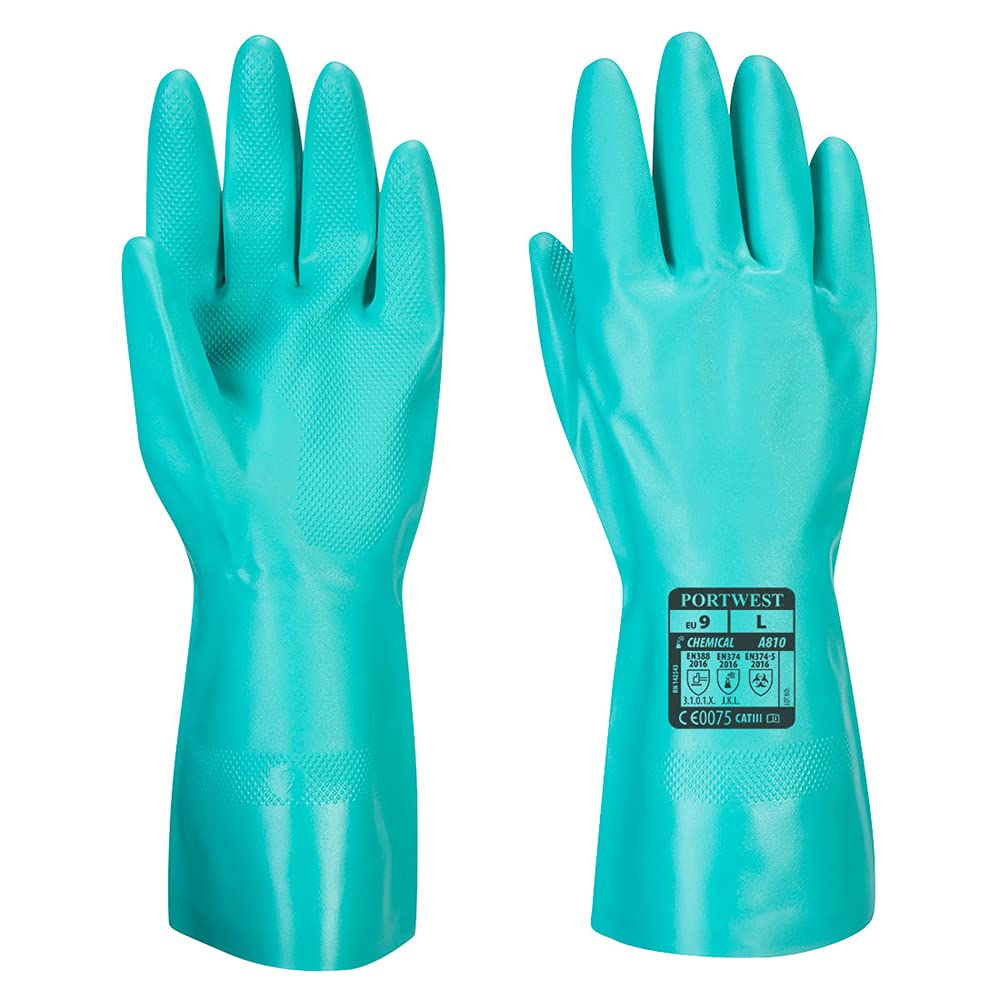 Portwest A810 Nitrosafe Chemical Gauntlet Green, Medium