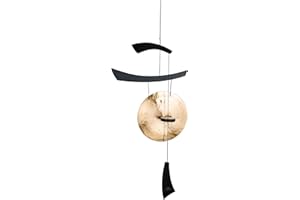 WOODSTOCK CHIMES Woodstock Wind Chimes for Outside, Outdoor Decor, Patio and Garden Decor for Outside, Front Porch Decor Wind Gong Style Wind Chimes (34") Emperor Gong Medium Black Christmas/Hanukkah Gifts (EGCB)