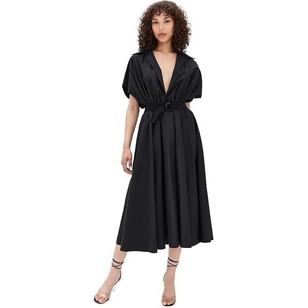 Norma Kamali Women's Shoulder Pad Turtle Flared Dress, Black, XXS at Amazon  Women's Clothing store