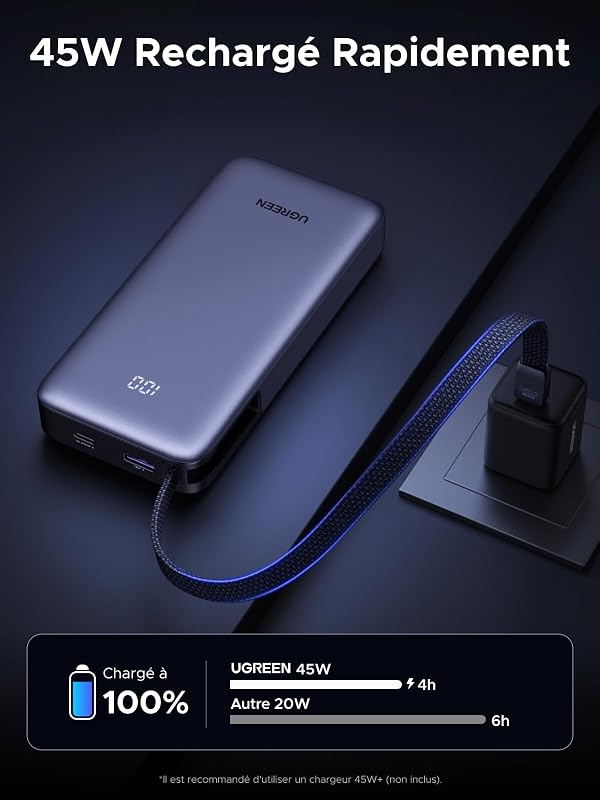 Nexode 55W Batterie Externe 20000mAh Power Bank Charge Rapide PD 45W