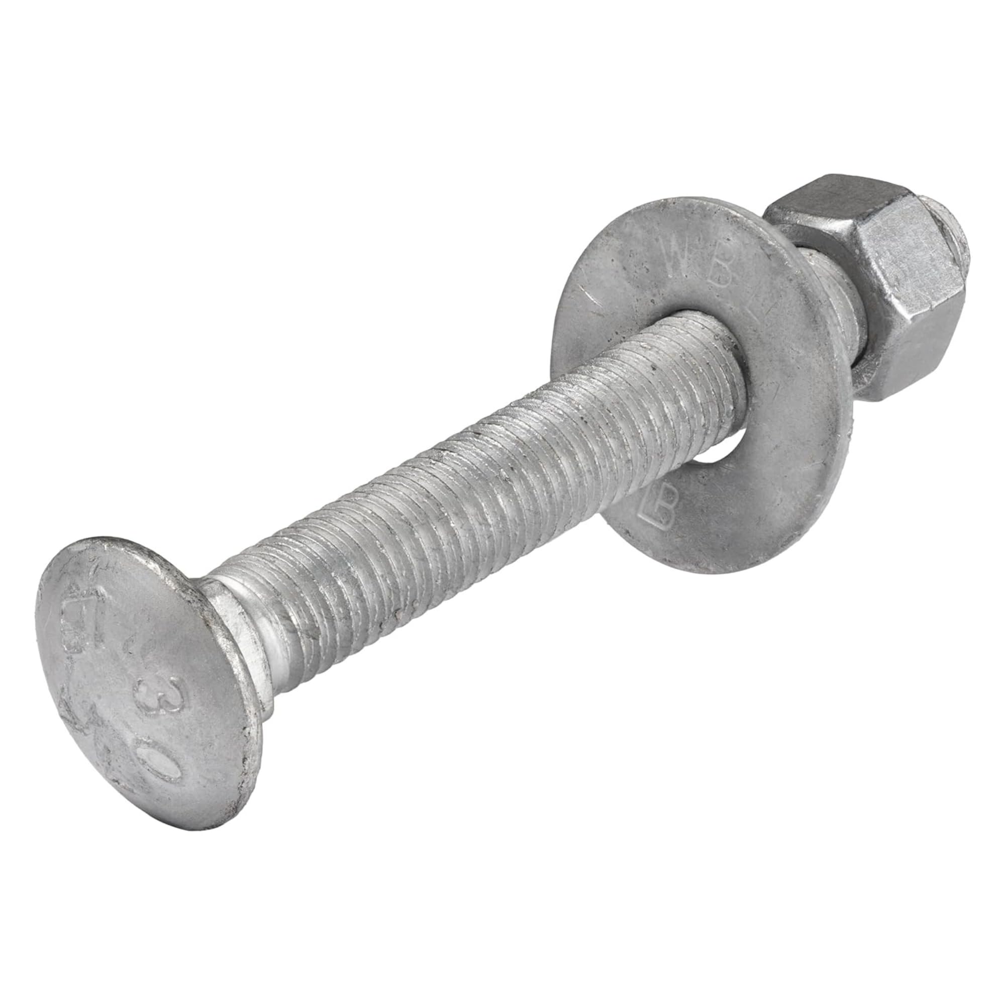 Photo 1 of 3/8" x 3-1/2" (50 Pack) Galvanized Carriage Bolt Kit, Grade 307A, Hot Dip Galvanized for Exterior Use by Makers Bolt