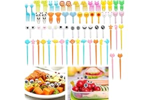 60 Pcs Animal-Themed Fruit Forks & Food Picks for Kids - Reusable Plastic Cartoon Toothpicks, Fun Bento Lunch Box Accessories