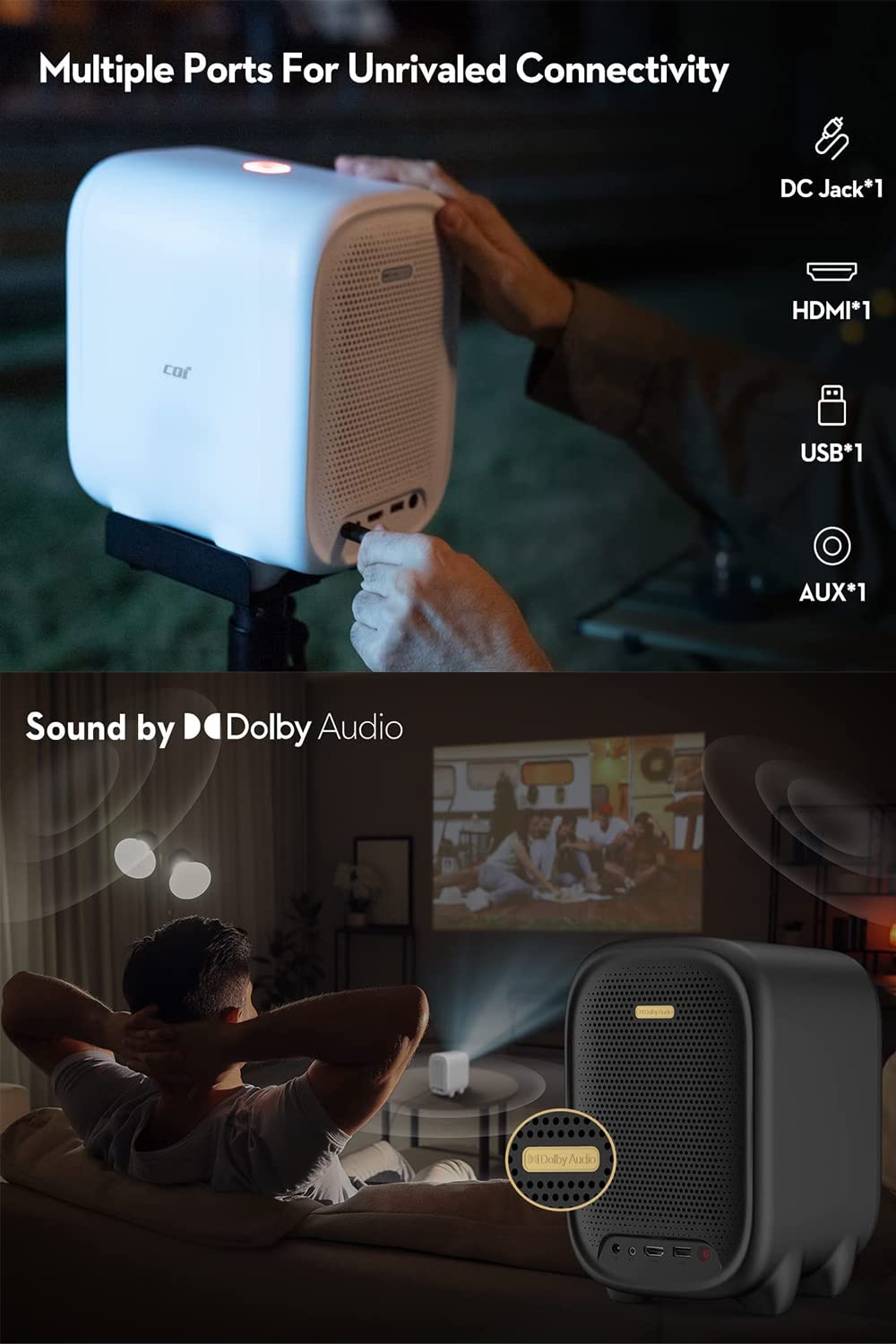 Netflix Projector, COI UNO5 Projector with 800 ANSI Lumens, 1080P Projector Support 4K, Smart Projector with Linux System, Projector with WiFi and Bluetooth,Dolby, HDR10, Auto Focus/Keystone1