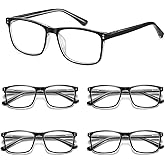 WAUDAR Reading Glasses for Men Women TR90 Frame Metal Spring Hinges Eyeglasses Readers for Men/Women 5 Pack Black 1.50