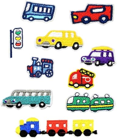 Amazon ワッペン 刺繍 車 電車 バス 消防車 信号 アイロン接着 幼稚園バック 入学準備 10枚 ワッペン アップリケ 通販