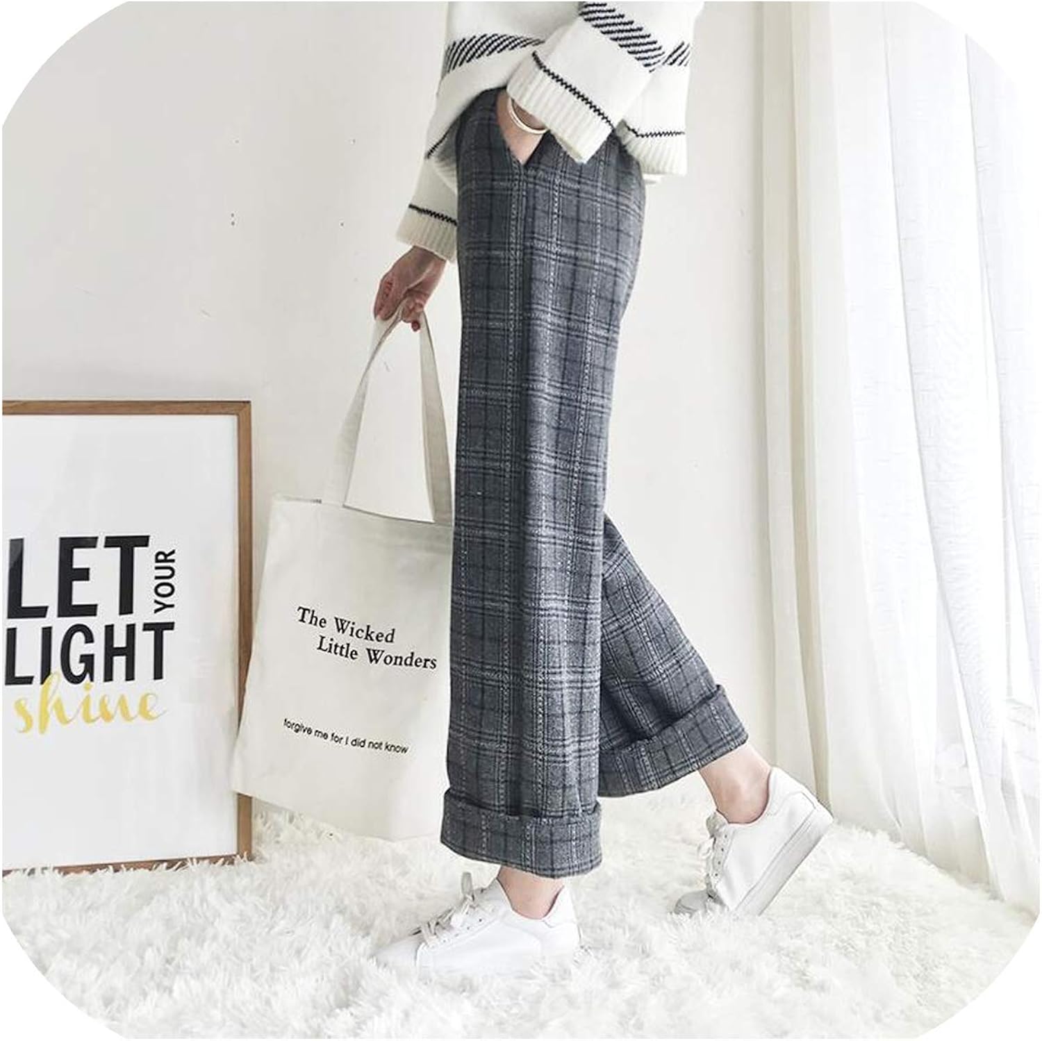 plaid ankle length pants