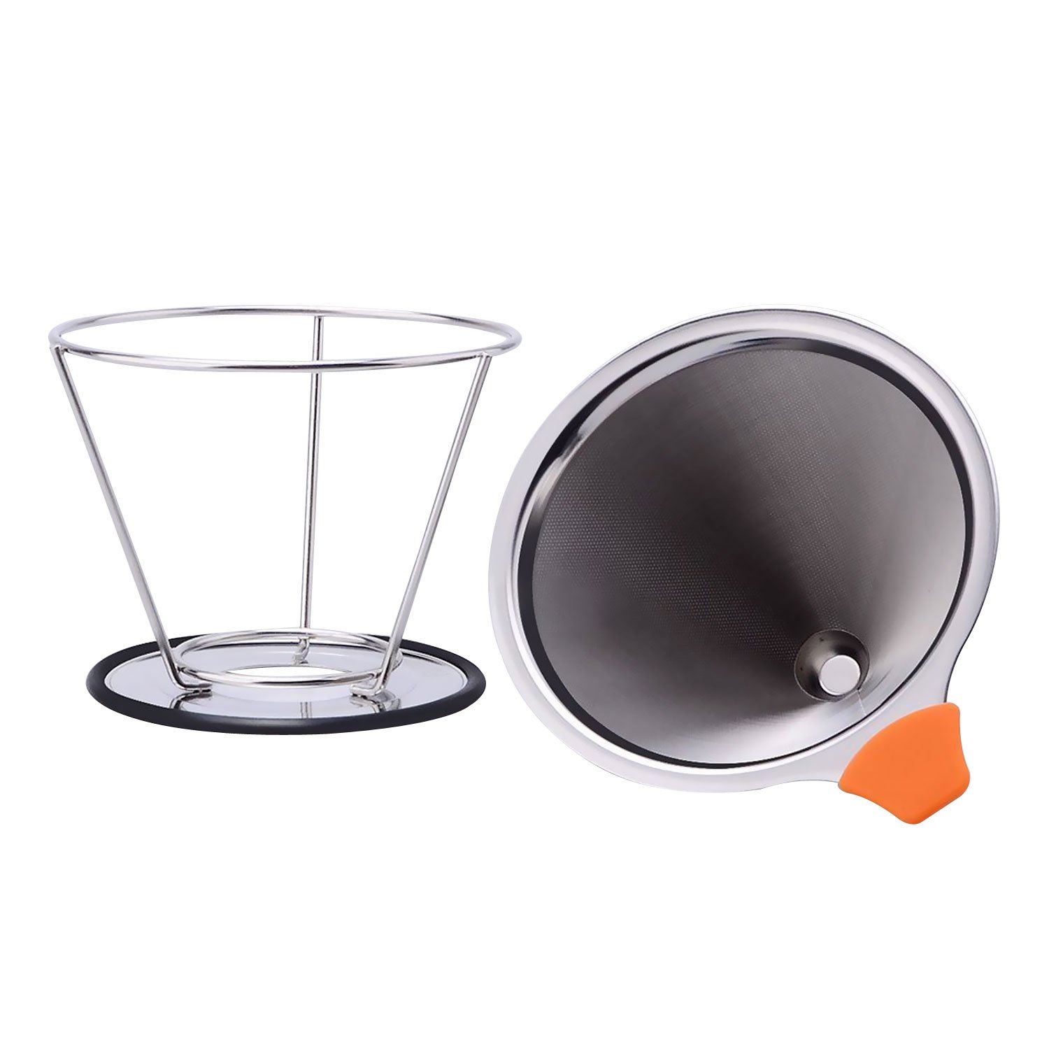 Firlar Pour Over Coffee Filter Paperless & Reusable Permanent Double Layer with Separate Stand for 1-4 cups
